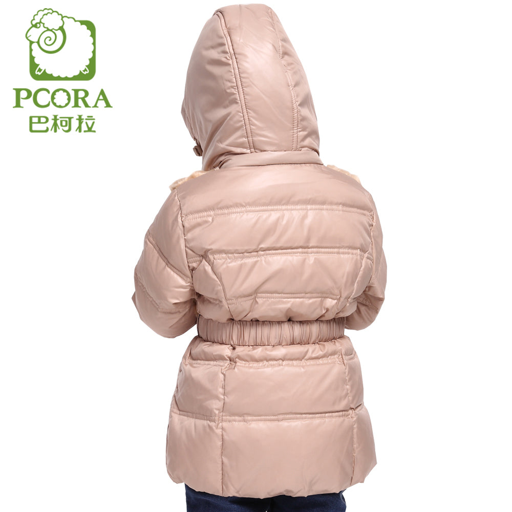Winter Jacket for Girls Winter Coats Pink/Khaki White Duck Down Parkas Girls Outwear Artificial Fur Winter Jacket Kids