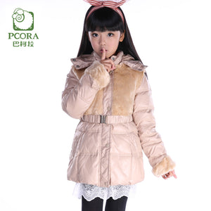 Winter Jacket for Girls Winter Coats Pink/Khaki White Duck Down Parkas Girls Outwear Artificial Fur Winter Jacket Kids