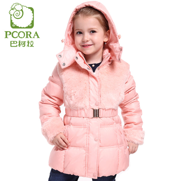 Winter Jacket for Girls Winter Coats Pink/Khaki White Duck Down Parkas Girls Outwear Artificial Fur Winter Jacket Kids