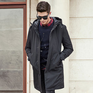 Long winter Jacket men brand clothing male cotton autumn coat New top Quality black down Parkas men 611801