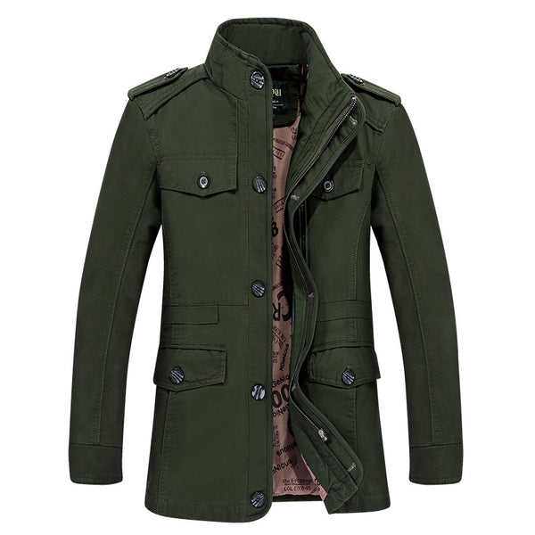 Stylish mens trench coat men overcoat cotton stand collar male outerwear zipper single breasted casual coats L-6XL big size