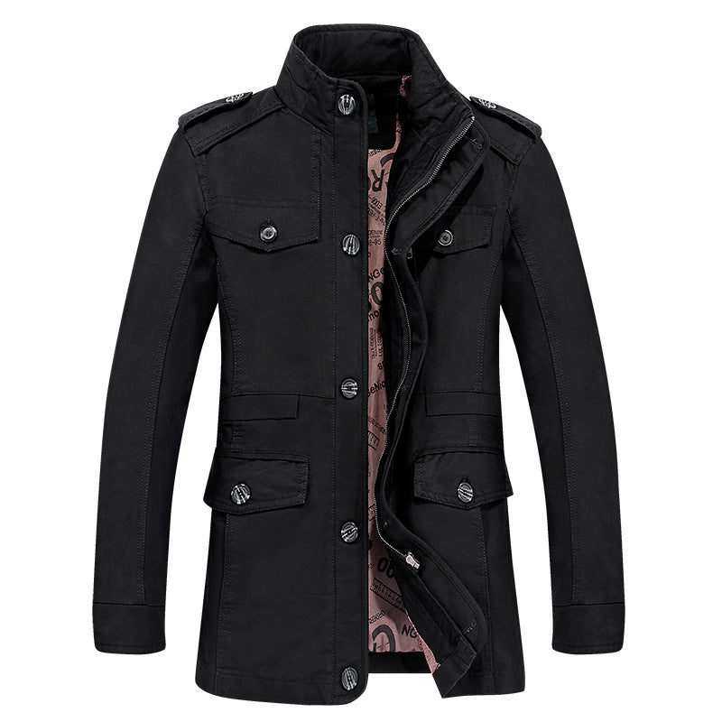 Stylish mens trench coat men overcoat cotton stand collar male outerwear zipper single breasted casual coats L-6XL big size