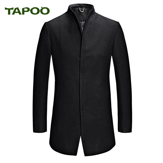 new autumn and winter wool long version of the collar collar men's slim casual thick coat men warm windbreaker