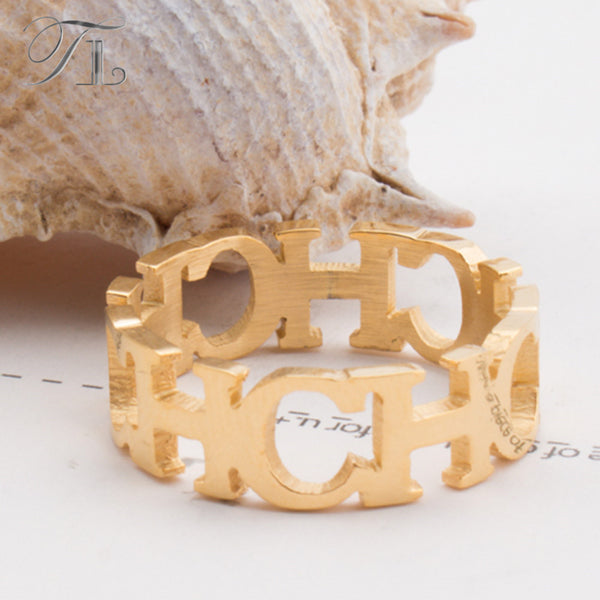 TL Hot Stainless Steel English Letter Rings