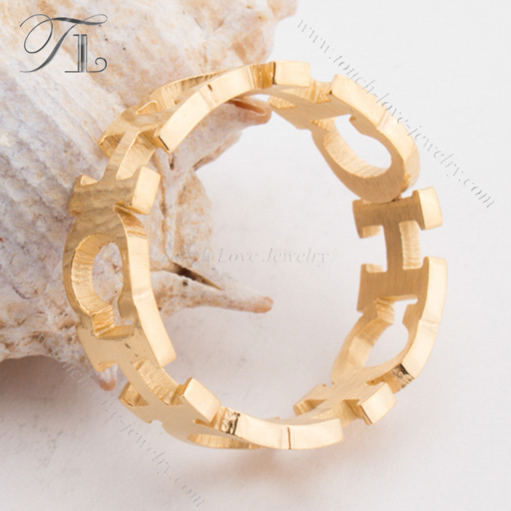 TL Hot Stainless Steel English Letter Rings