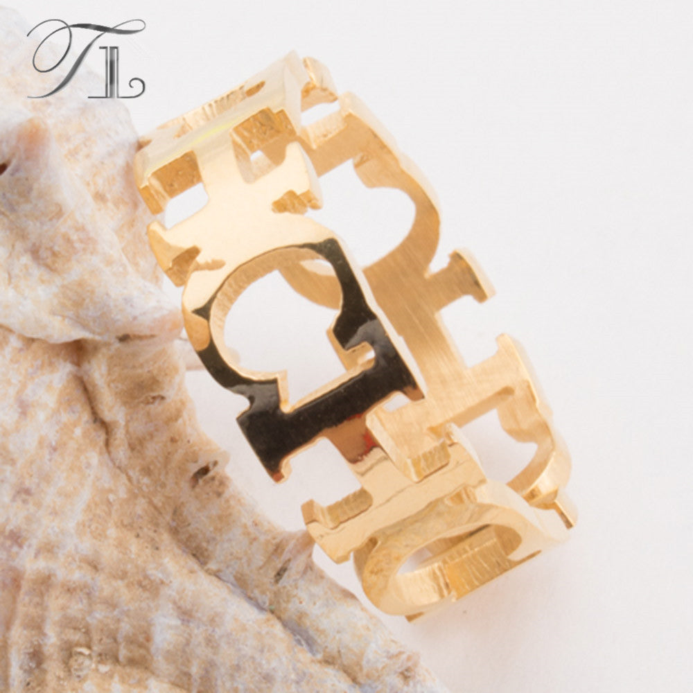 TL Hot Stainless Steel English Letter Rings