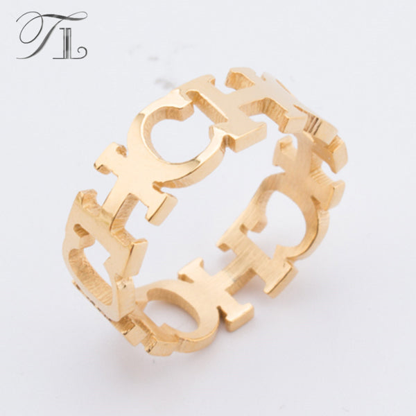 TL Hot Stainless Steel English Letter Rings