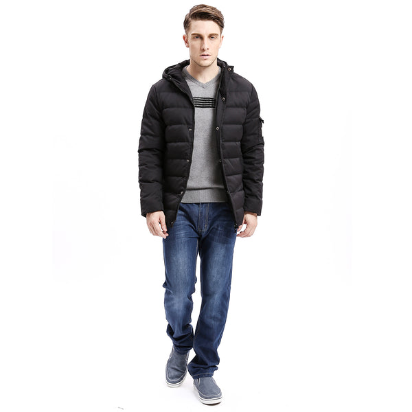New Men Down Coat Heavy-weight Long Length Sleeve Pocket Solid Color Regular Fit 80% Down Warm Coats Male O6VI9079