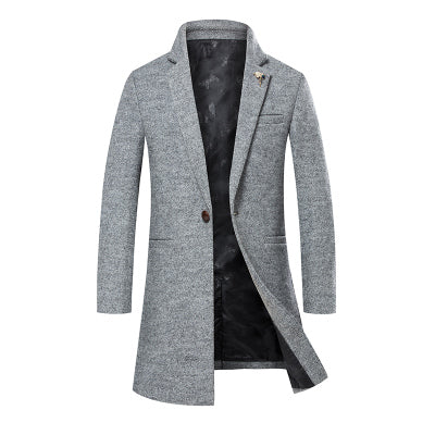 Winter Men Wool Trench Coat