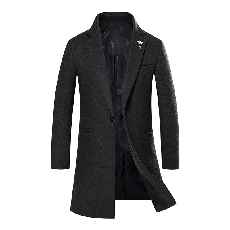 Winter Men Wool Trench Coat