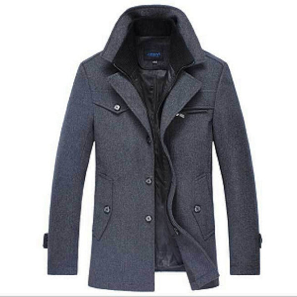 Winter Wool Coat Men Slim Fit Jacket Mens Fashion Outerwear Warm Male Casual Jackets Overcoat Woolen Pea Coat Plus Size XXXXL