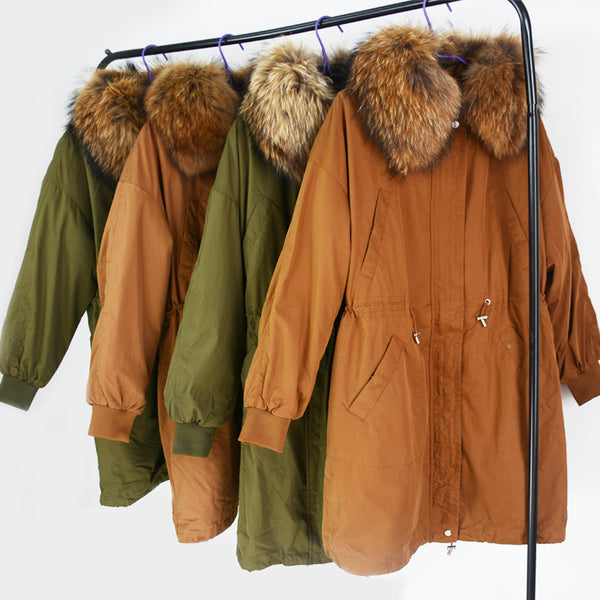 Winter jacket Women 2017 Brand Large Natural Raccoon Fur Collar Hooded Coat Parkas Outwear Long Detachable Lining Femal Parka