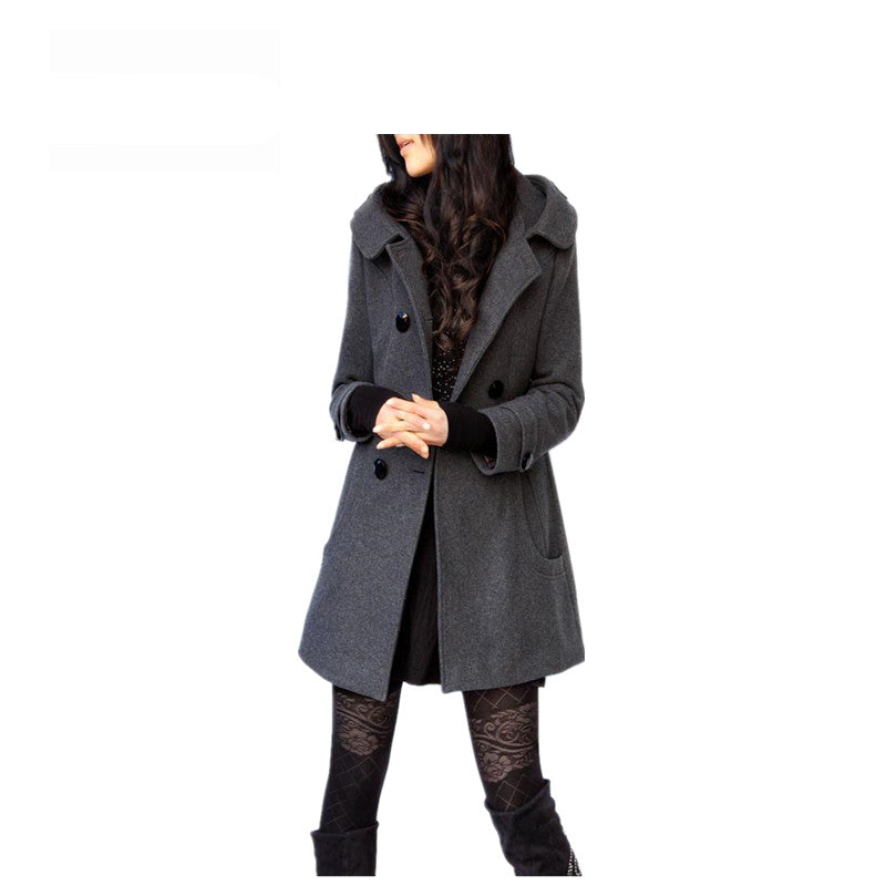 Women's Winter Coats Female Brand Korean Long Woolen Warm Overcoat Slim Femininos Jacket Plus Size 4XL Double-Breasted Hooded