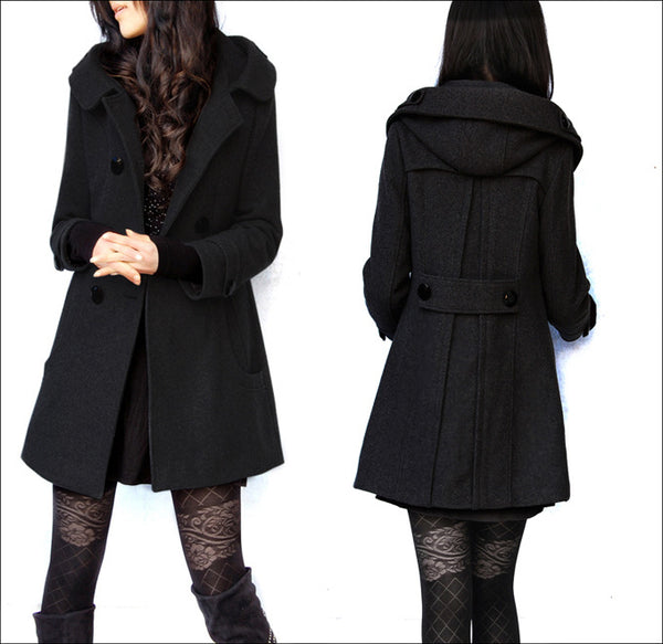 Women's Winter Coats Female Brand Korean Long Woolen Warm Overcoat Slim Femininos Jacket Plus Size 4XL Double-Breasted Hooded