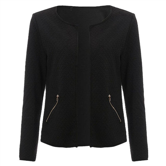 Women Basic Jacket Long Sleeve Pockets Slim Short Cardigan Coat Casual Outwear