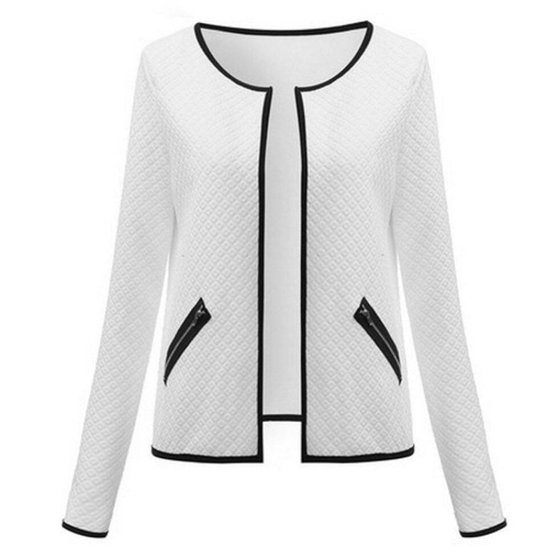 Women Basic Jacket Long Sleeve Pockets Slim Short Cardigan Coat Casual Outwear