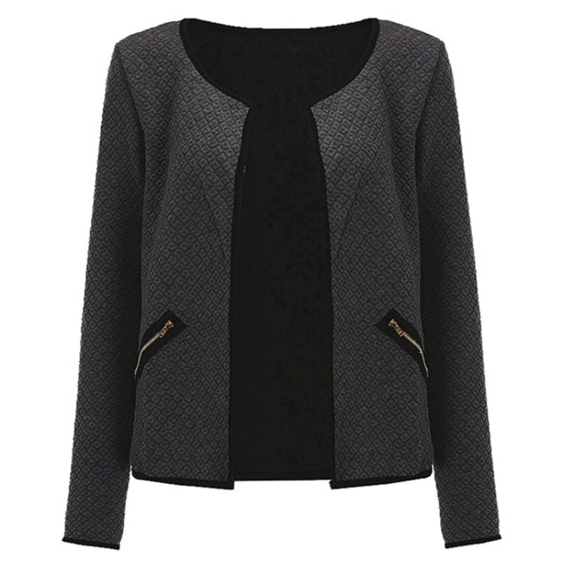 Women Basic Jacket Long Sleeve Pockets Slim Short Cardigan Coat Casual Outwear