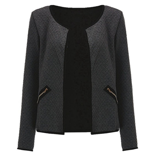 Women Basic Jacket Long Sleeve Pockets Slim Short Cardigan Coat Casual Outwear